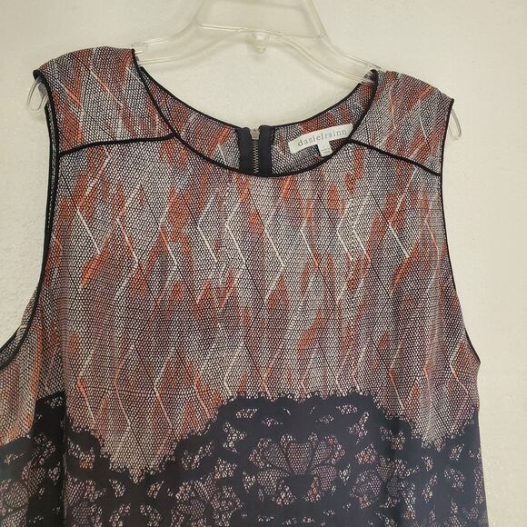 Daniel Rainn Top Hi-Low Sleeveless Blouse Womens Size Large Geometric Lace Print - Picture 4 of 15